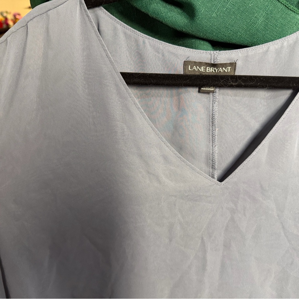 Lane Bryant Pale Gray V-Neck Blouse